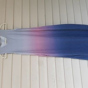 Ombre maxi dress size small blue pink pockets